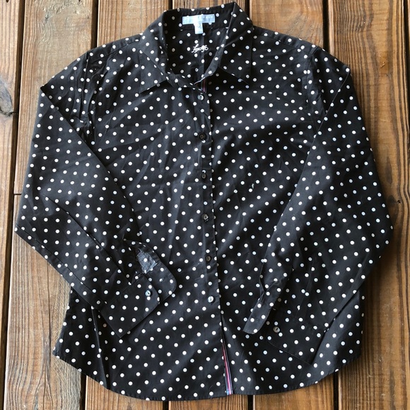 Foxcroft Tops - Wrinkle Free Polka Dot Top-16P
